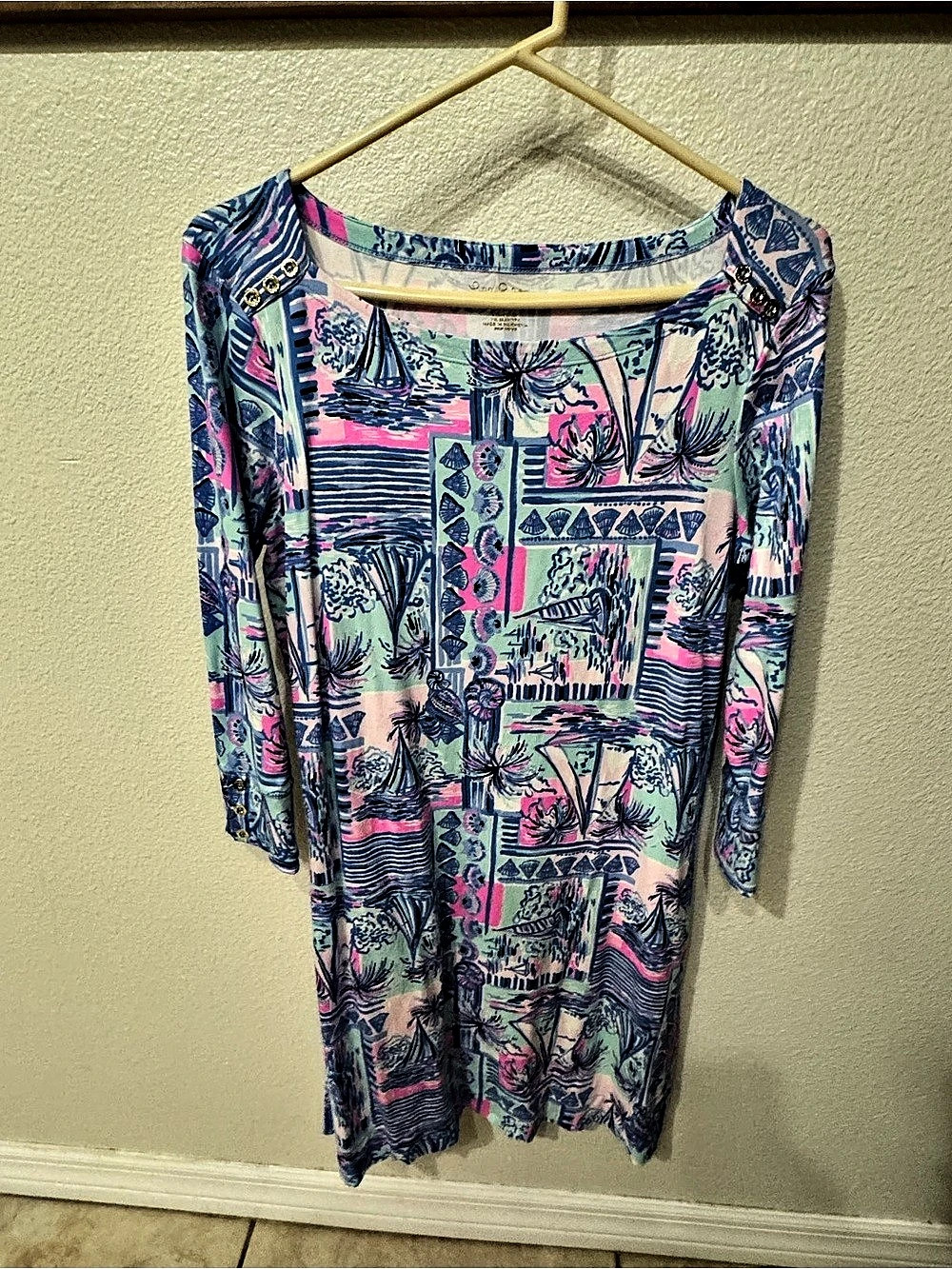 Lilly Pulitzer Abstract Print Midi Dress in Blue & Pink